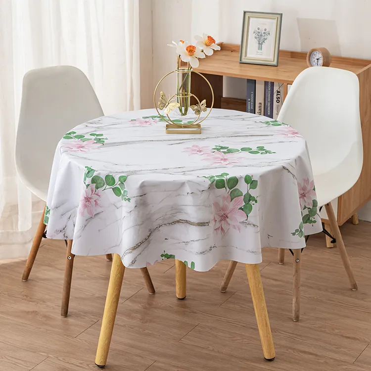 新款阳台圆形桌布防水防油免洗易清洁小圆客厅茶几桌子布艺现代风