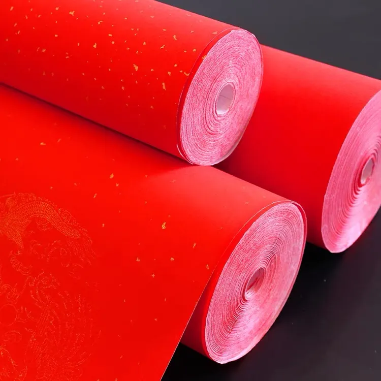 万年红加厚便宜洒金素面长卷对联纸春联