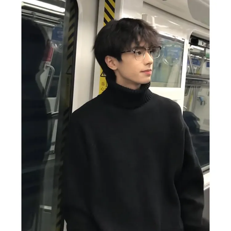 黑色高领毛衣男款春秋款潮牌加厚慵懒高级感痞帅风cleanfit针织衫