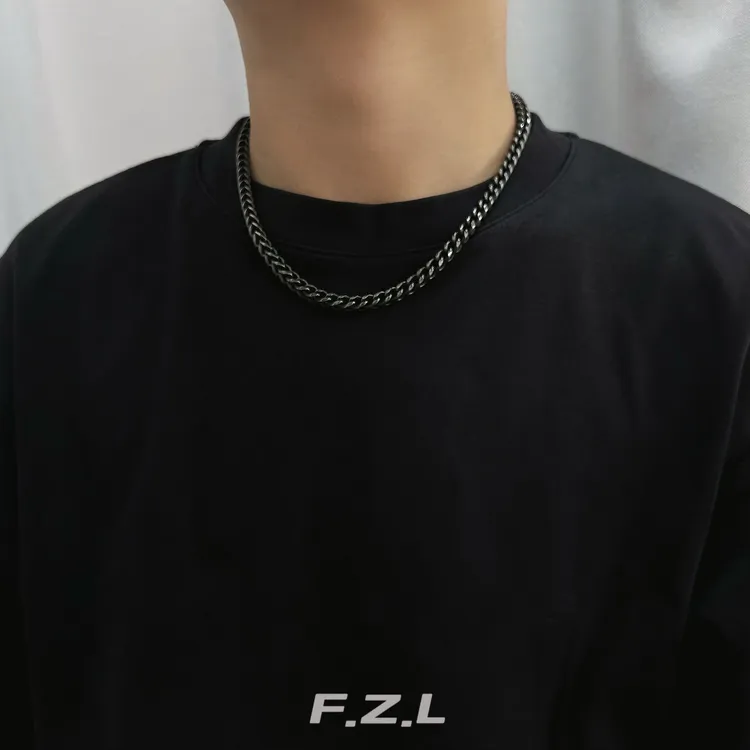 范哲洛 不锈钢项链 龙骨方形复古潮流男士百搭欧美简约街头小众