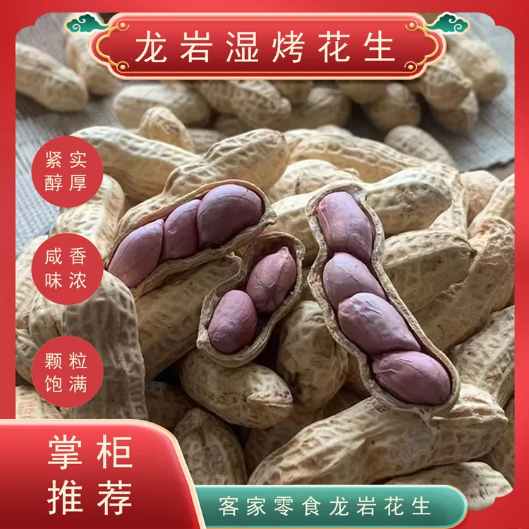 龙岩湿烤花生紫衣花生红皮花生带壳水煮烘干咸香味农家特产年货