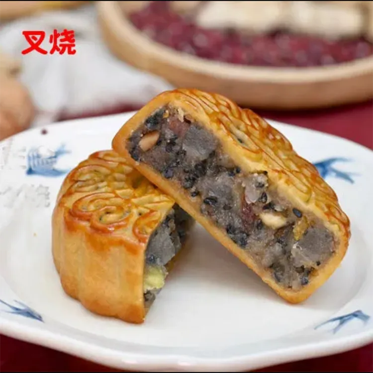 【新日期】广西横县特产伍仁叉烧中秋月饼包邮广式糕点零食125g每个