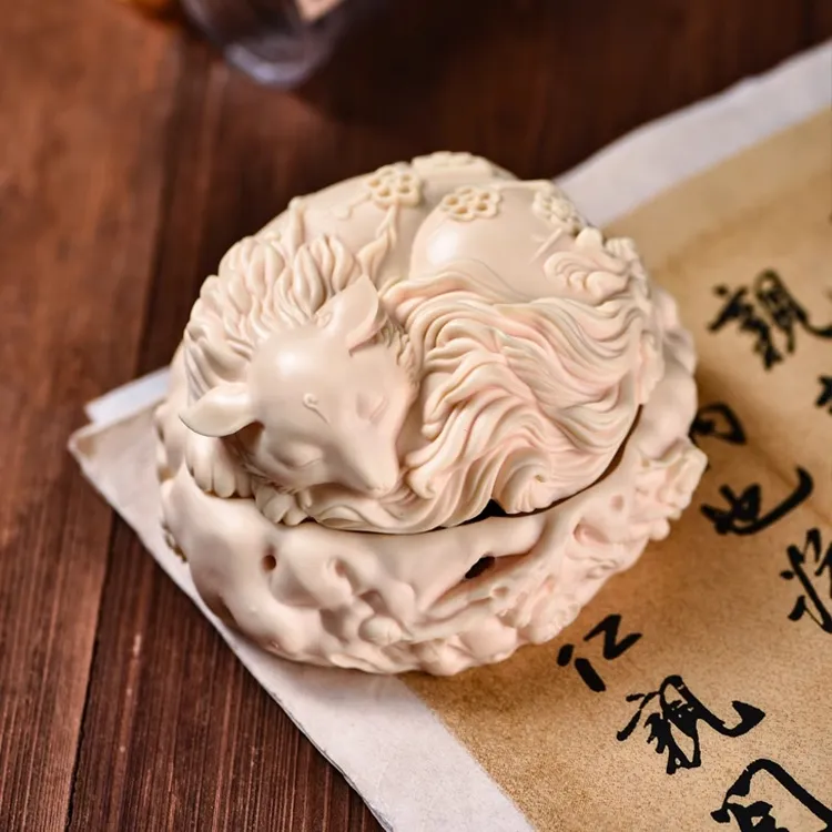 象牙果九尾狐盘香炉中式熏香手工熏香炉室内精致创意凤九篆香炉