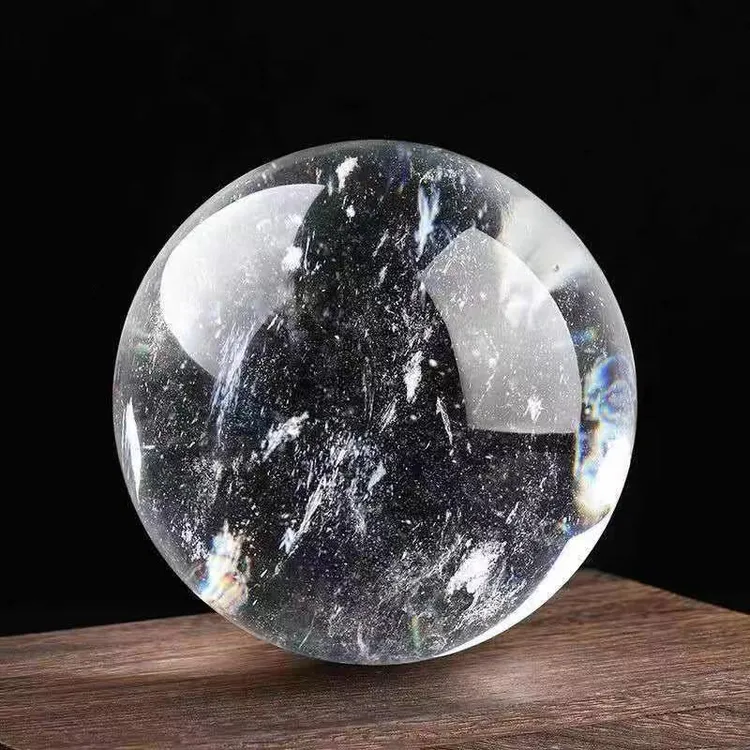 冰清玉洁白晶球办公室创意工艺品高档水晶球家居装饰办公摆件透明