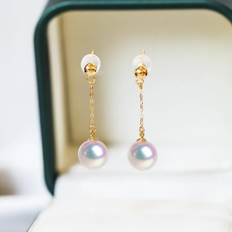 淡水akoya珍珠耳环18K金耳饰耳坠耳钉风在吹宋惠乔同款耳线送女友