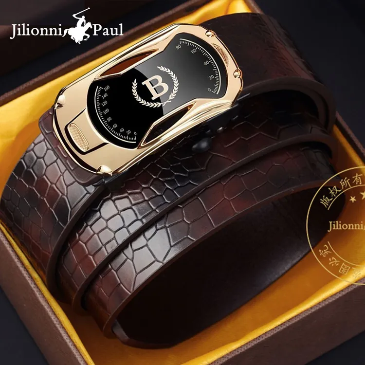 鳄鱼纹皮带保罗男士高档真皮自动扣商务腰带年轻人品牌裤带