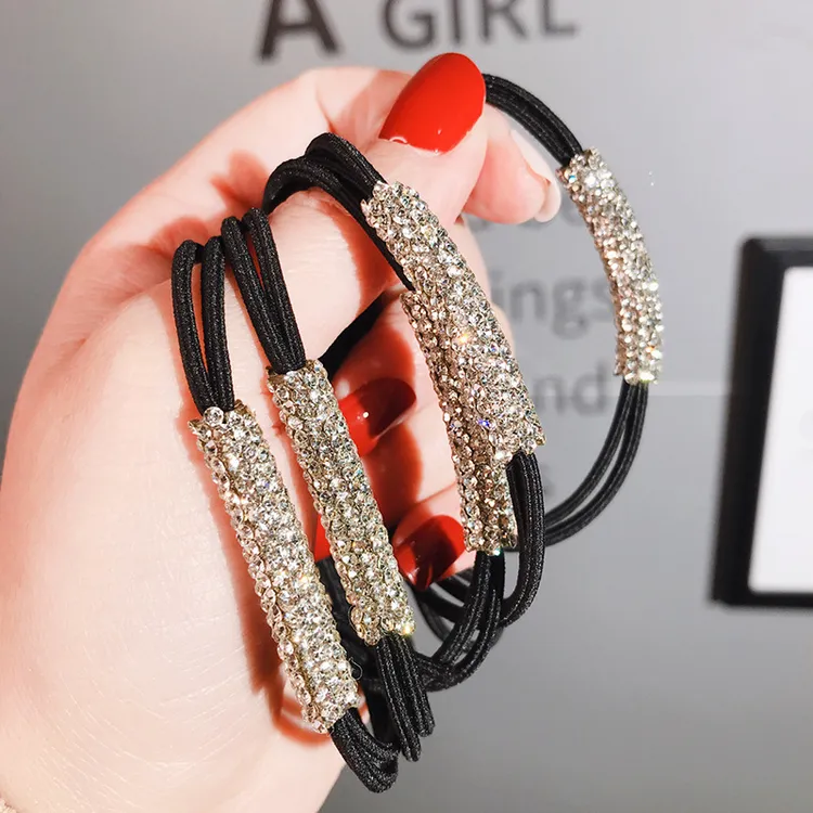 超闪一字水钻马尾扣头绳高级感耐用丸子头头绳网红爆款2025最新款