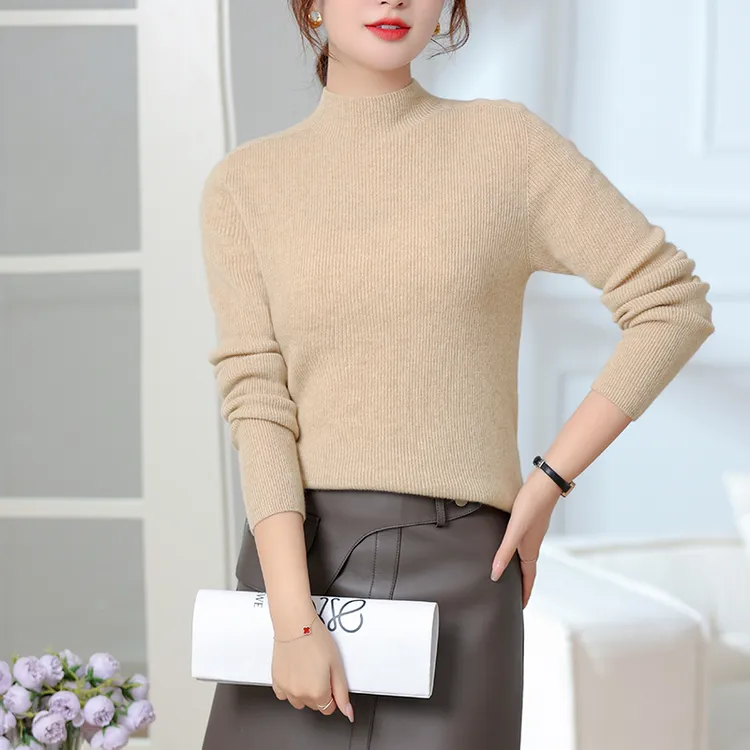 【100%山羊绒】25年新款上 高奢品针织无缝半高领-82095