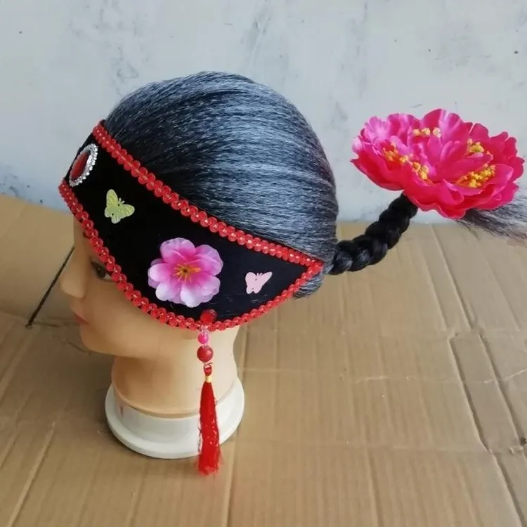 媒婆帽子古装老太婆头套演出服老奶奶头套丑角头套媒婆翘辫头套