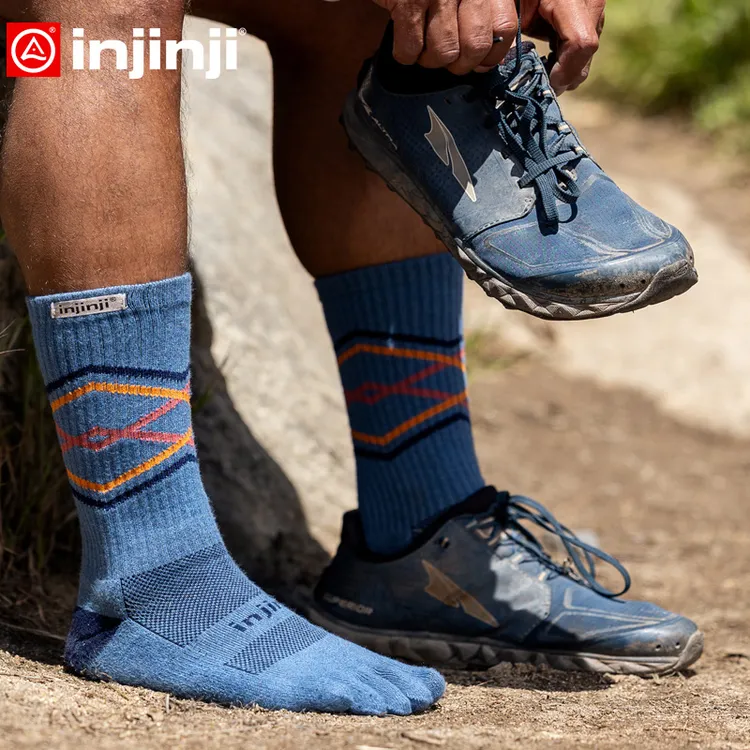 Injinji长筒五指袜加厚coolmax户外徒步马拉松越野袜毛巾底TRAIL