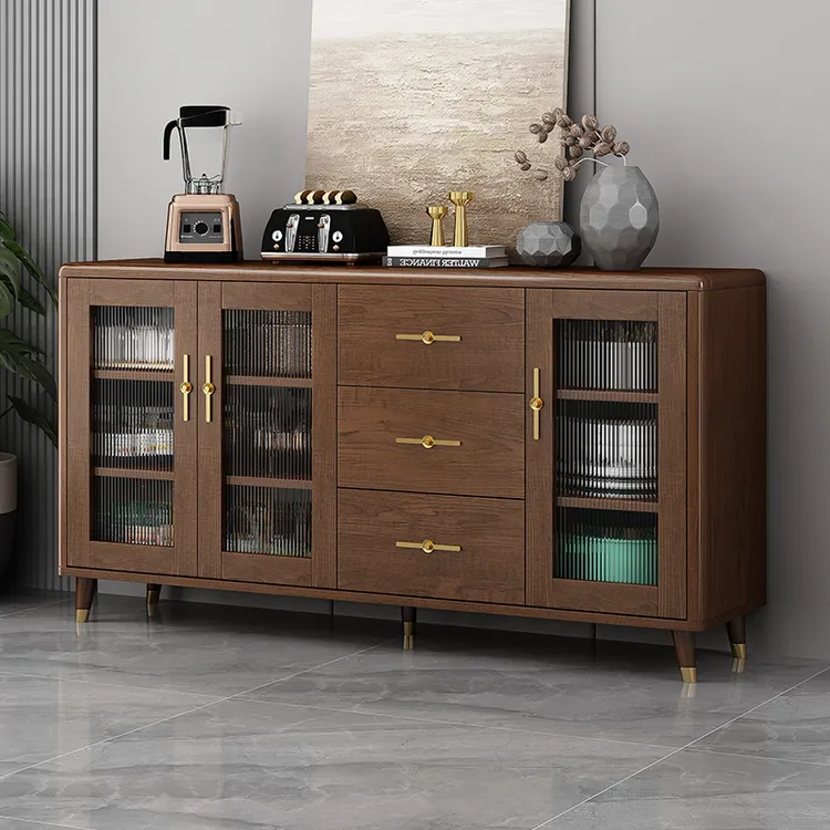 百树缘新中式实木餐边柜简约大容量餐边柜储物柜家用厨房通用