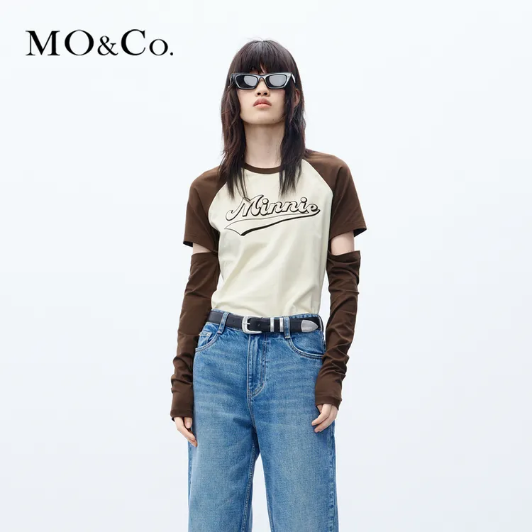 抗菌MOCO秋米奇系列可拆袖短袖圆领T恤学院风MBC3TEE001