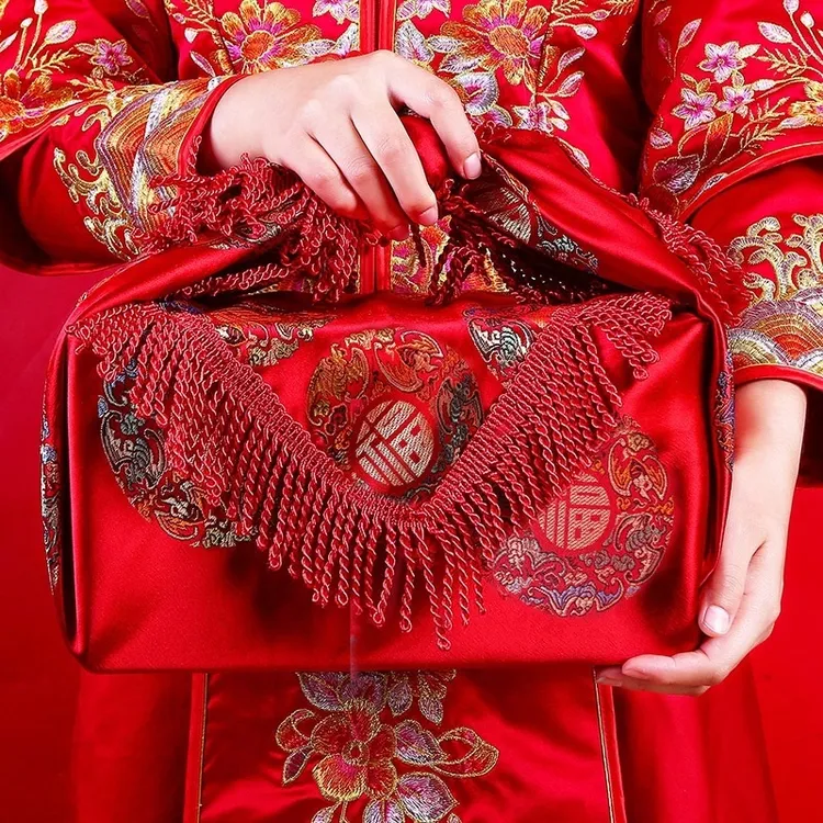 结婚包袱皮女方陪嫁流苏精致刺绣红包袱新娘包裹布婚庆用品大全
