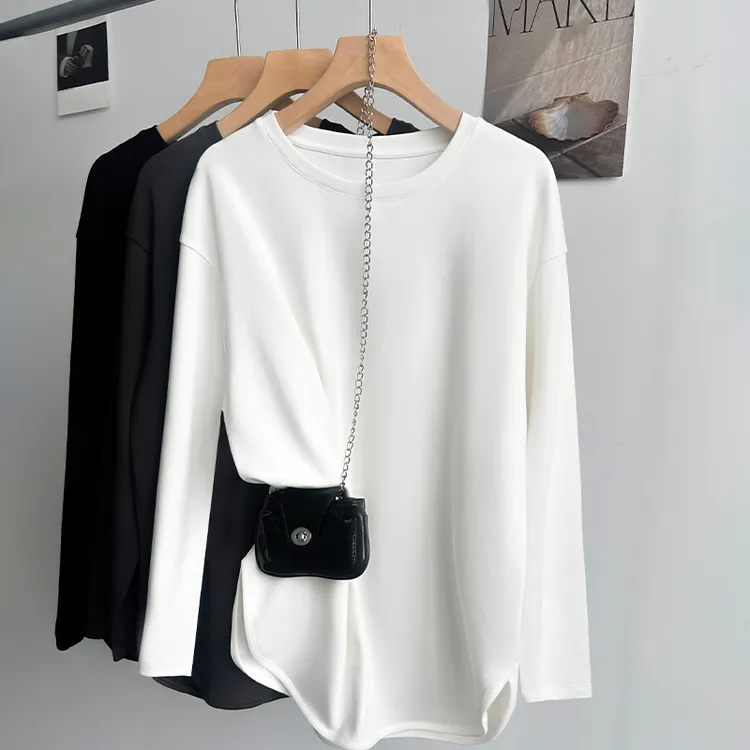 鲨鱼裤的搭配上衣遮屁股中长款打底衫女秋冬内搭2025新款长袖T恤