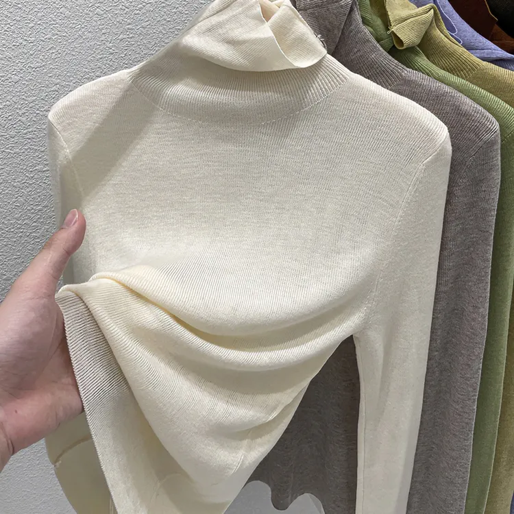 高领羊毛针织衫洋气毛衣女春季秋冬内搭2025新款高级感羊 绒上衣
