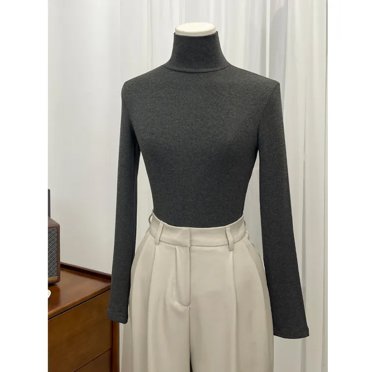 高领加绒纯色打底衫女秋冬内搭加厚2025新款黑色修身百搭上衣长袖