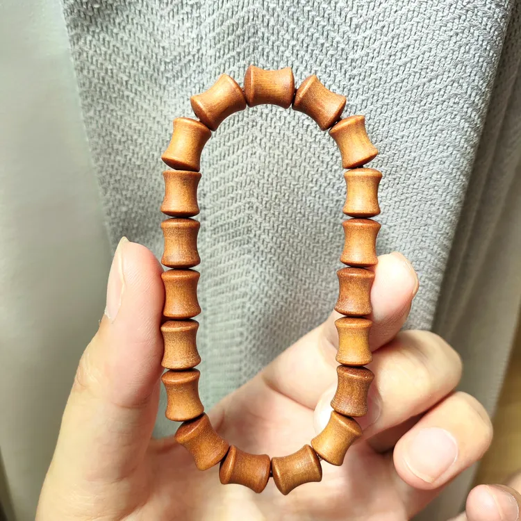 非金属木质手链 天然老山檀木竹节单圈手串国风节节高升手饰