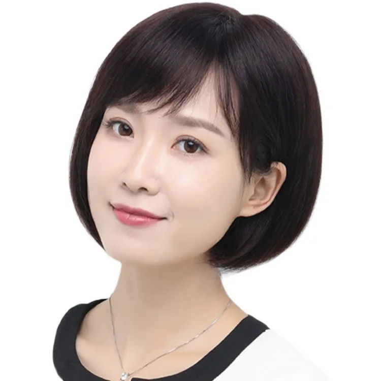 假发女全头套真发全真人发整顶波波头夏天轻薄款自然透气减龄短发
