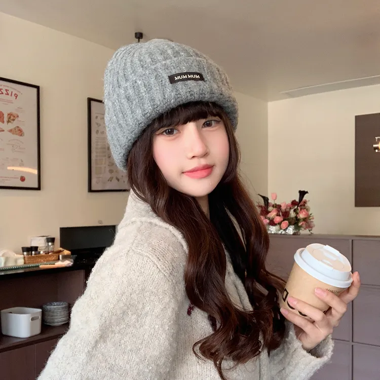 秋冬宽松保暖大头围显脸小针织毛线帽加厚冷帽护耳朵时尚产妇月子