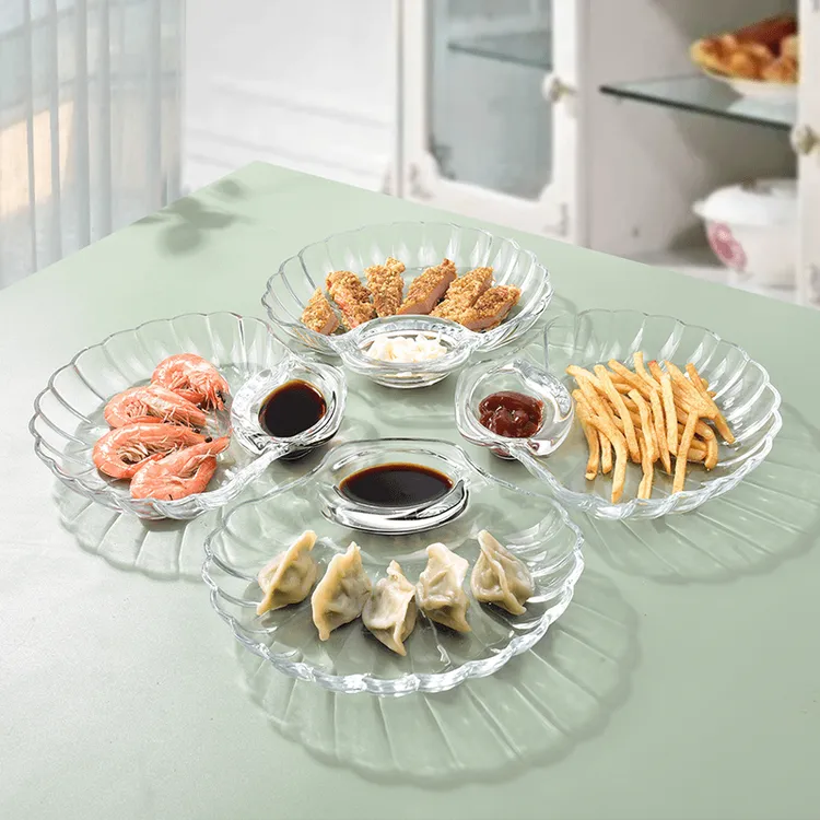 饺子盘子带醋碟分格餐盘贝壳水饺专用盘创意水果盘lyt