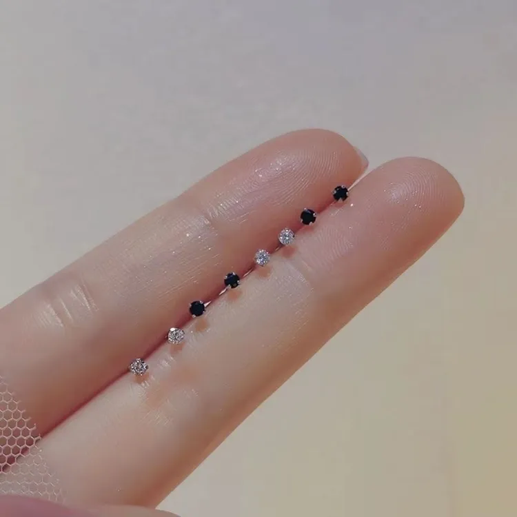 合金耳饰 养耳洞睡觉免摘精致小巧耳骨钉耳钉女耳环细针简约黑色