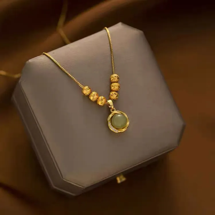 钛钢项链 不掉色高级感六珠转运如意豆项链轻奢时尚气质感锁骨链