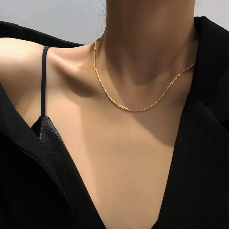 钛钢项链 时尚波光粼粼项链满天星锁骨链素款简约百搭女士送礼物