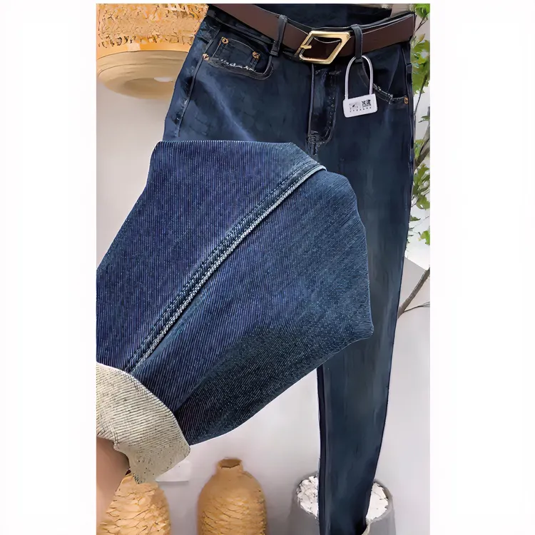 2025春季高腰弹力哈伦牛仔裤女款微胖大码时尚显瘦九分萝卜老爹裤