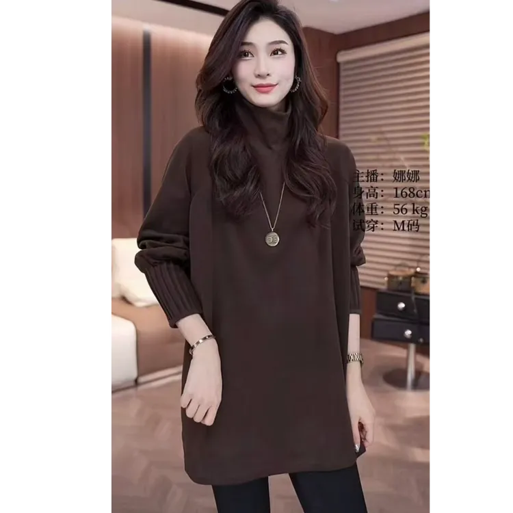 【863-4】时尚百搭袖口小捏褶设计双面绒高领 打底衫上衣女