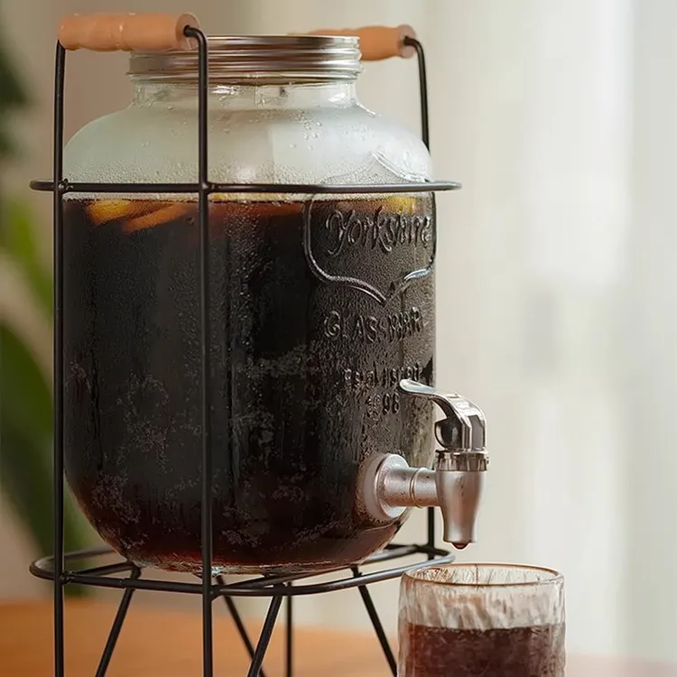 玻璃可乐桶带龙头甜品台网红饮料果汁罐柠檬冷水壶威士忌调酒容器