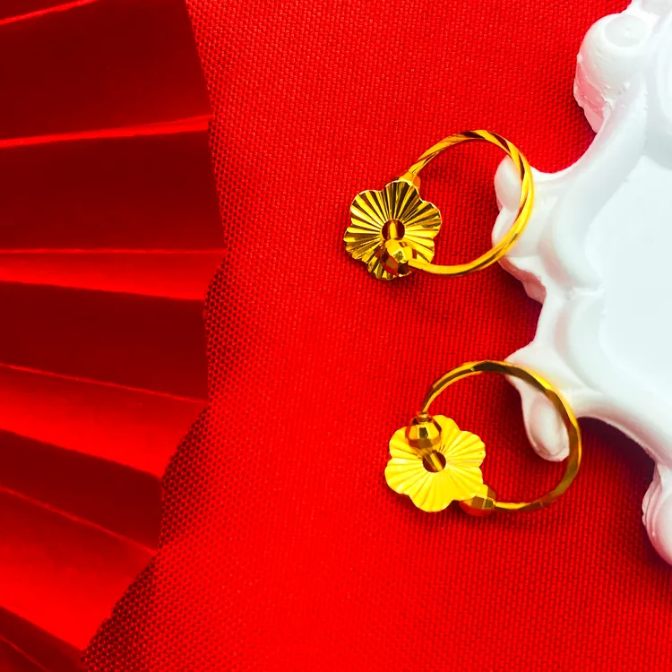 铜合金耳饰 【双珠太阳花耳环】简约气质女款首饰品网红百搭耳环