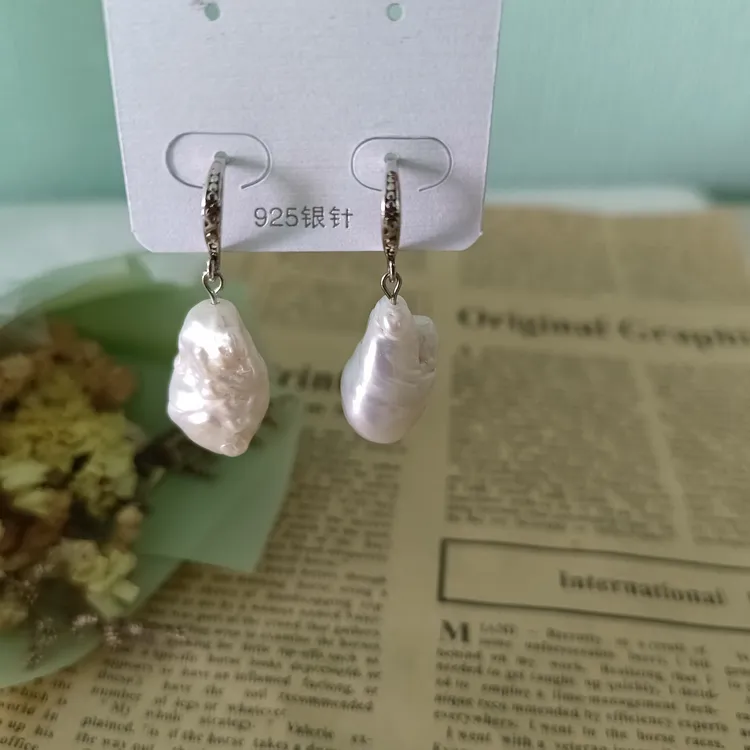 淡水珍珠耳环大肚子巴洛克款（s925银针）