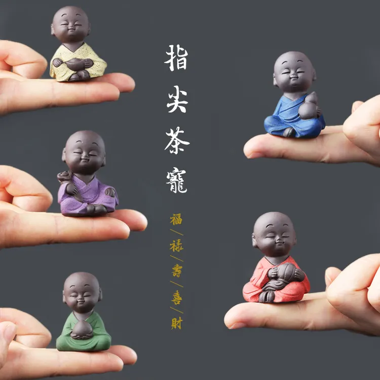 茶桌摆件高档紫砂茶宠可养招财小和尚禅意茶台个性创意茶具配件