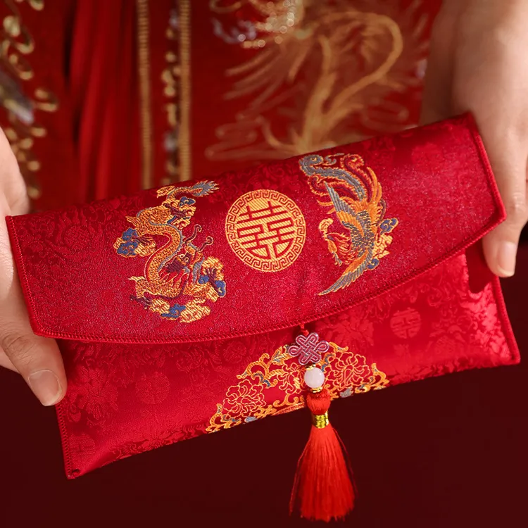 红包结婚专用2025新款高档布艺红包婚礼喜事改口费万元喜字利是封