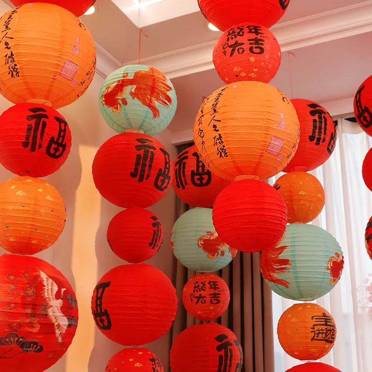 新年装饰品福字红灯笼挂饰2025新款发光宫灯春节过年场景氛围布置