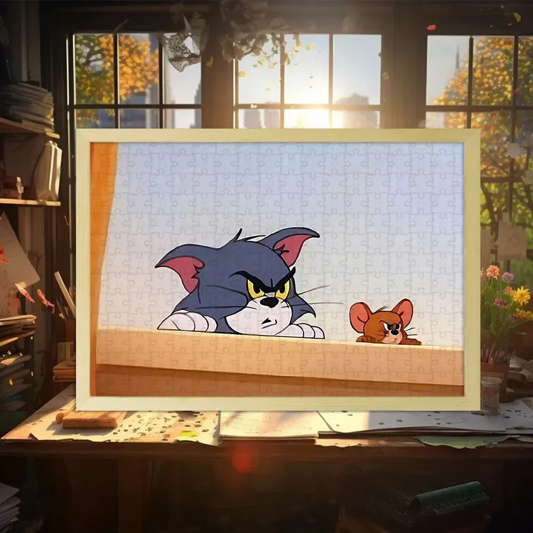 猫和老鼠拼图木制 diy卡通动漫益智高难度玩具拼图生日礼物木制