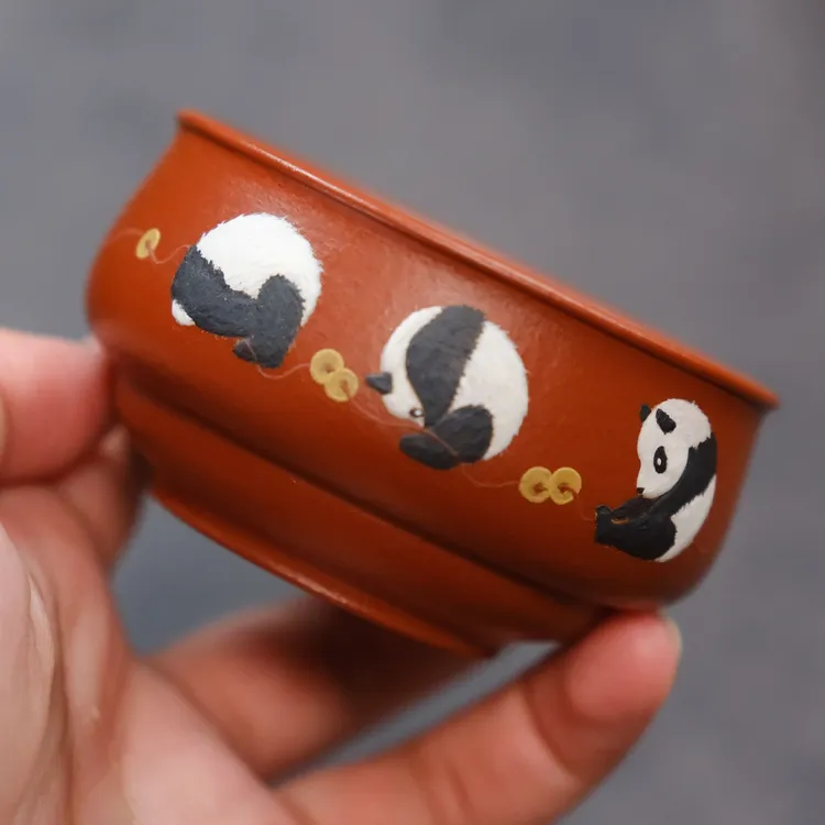 静心【动物世界】茶杯茶具滚滚来财可爱朱泥主人杯100cc对杯普洱杯