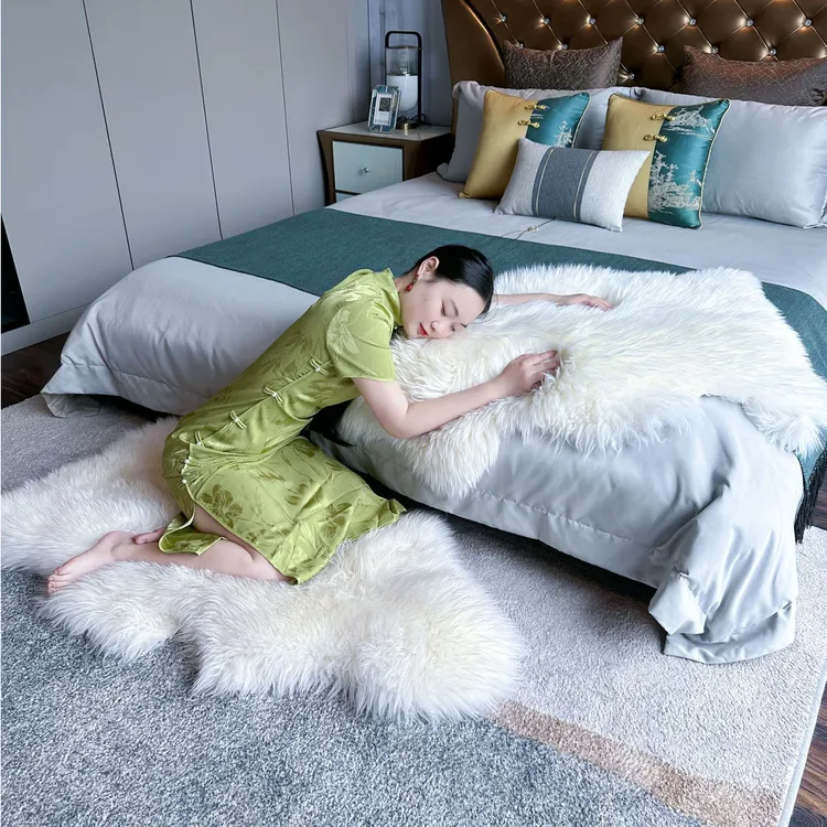 冬雪暖阳整张羊皮沙发垫坐垫椅垫飘窗垫皮毛一体客厅卧室床边地毯