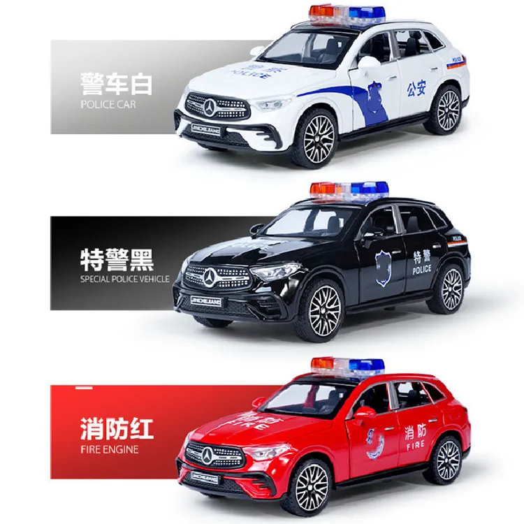大奔GLC400E合金警车模型1/32回力声光玩具汽车模型仿真越野车