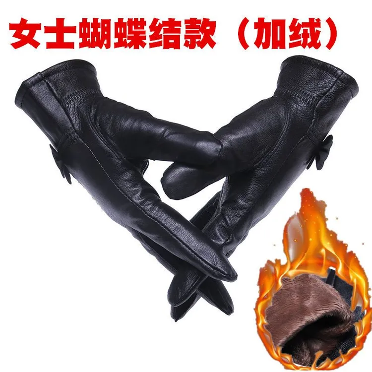 【头层羊皮】真皮手套女士冬季加绒保暖骑行加厚款摩托车薄款手套