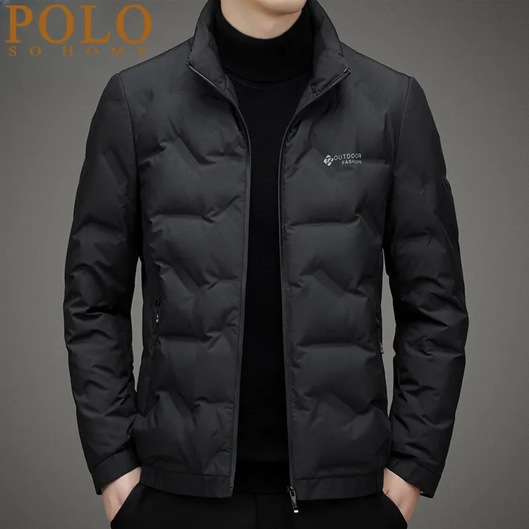 保罗轻薄羽绒服男短款新款立领时尚休闲保暖秋冬黑色潮流外套男装