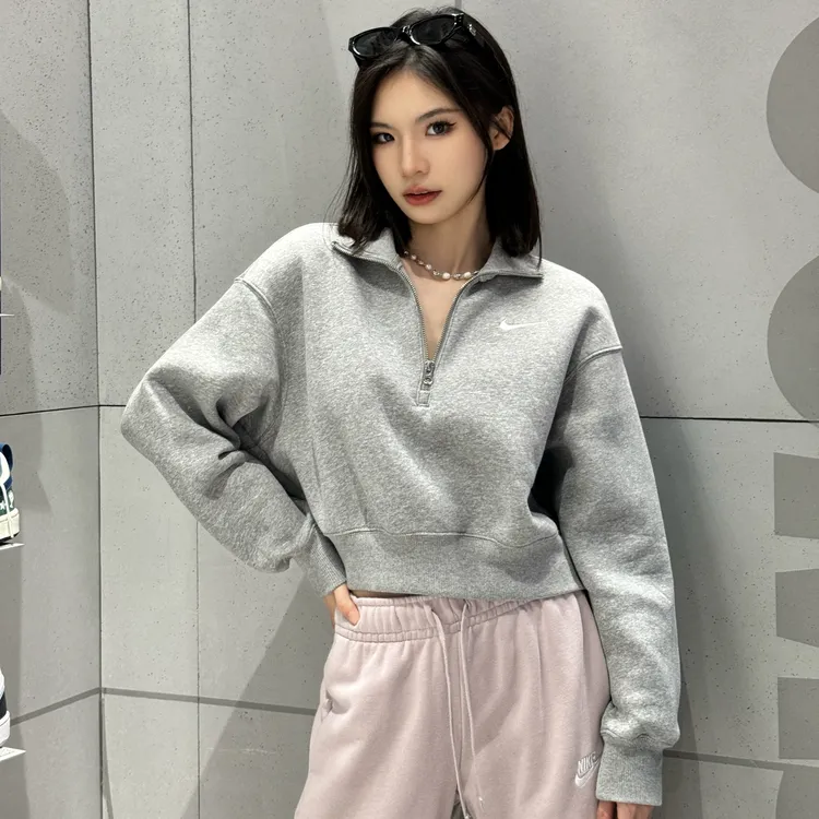 【滔搏联动】nike女子AS W NSW PHNX FLC QZ CROP套头衫 DQ5768-063