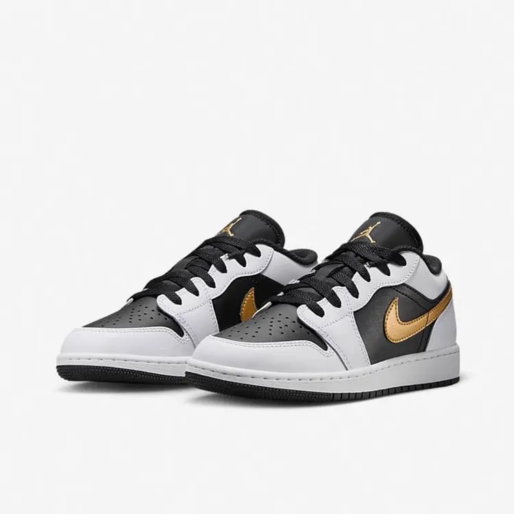 【滔搏联动】NIKE Jordan AJ1大童白黑金低帮复古板鞋553560-172