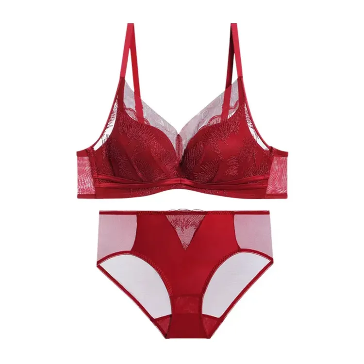 AIMER/爱慕【烟花醉】轻薄透气文胸内裤套装小胸自然聚拢DY202346