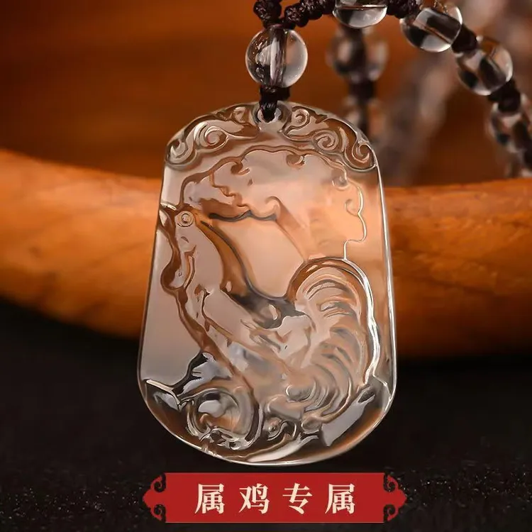 天然白水晶秋冬吊坠女手工挂件护身水晶项链饰品礼物天然水晶吊坠