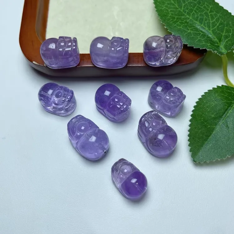 天然紫水晶貔貅配件diy手工项链手链手串饰品配饰秋冬朋友雕刻