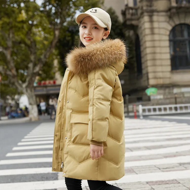 巴拉巴拉儿童羽绒服女童2025新款韩版洋气女孩白鸭绒中长款童装