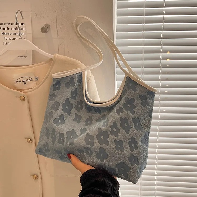 韩版ins日系少女帆布包包女2022新款大容量购物袋简约手提单肩包