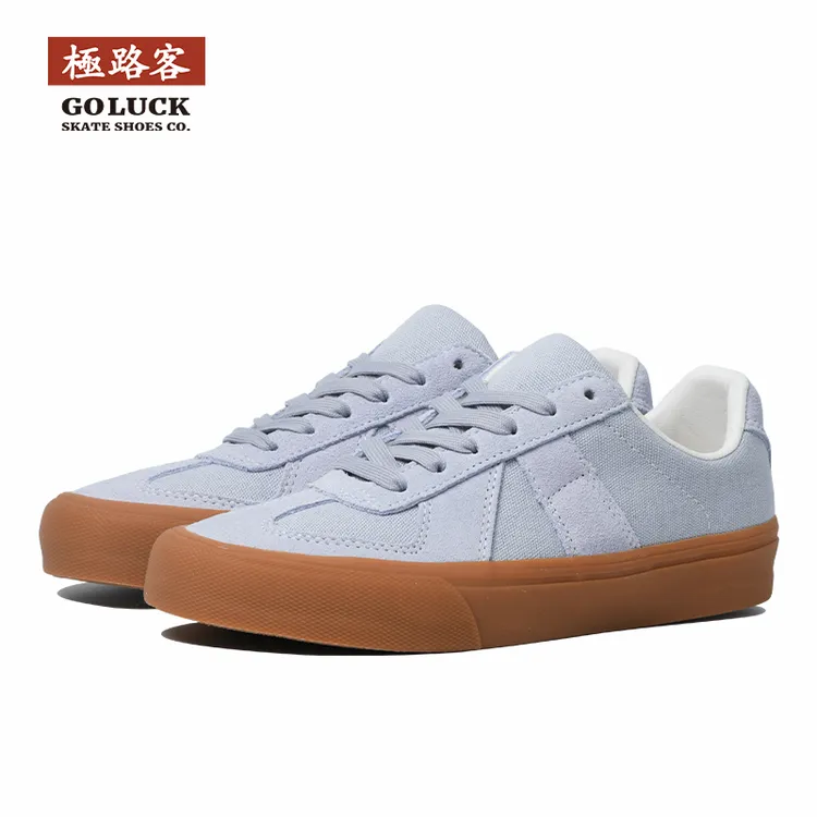 极路客新款德训鞋海盐蓝色 国潮板鞋 男女款休闲鞋减震专业滑板鞋