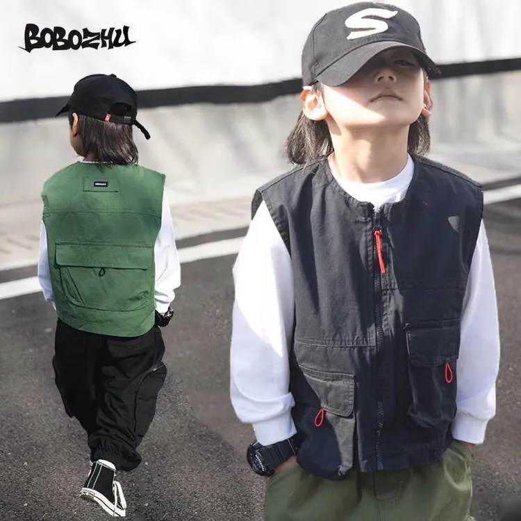 童装儿童美式工装结构马甲外套2025春季春装时髦美式风男童上衣潮